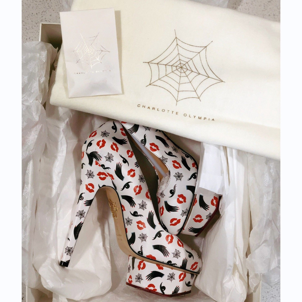Charlotte Olympia White Dolly Platform Heels 35 5 - Picture 5 of 8